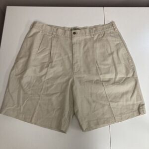 Cubavera Men Linen Blend‎ Chino Shorts 40 Pleated 9.5 Inseam Light Beige